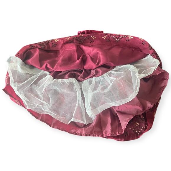 Rare Editions Velvet Floral Holiday Dress 2T Burgundy Tulle Bow Christmas Photos - Picture 8 of 13